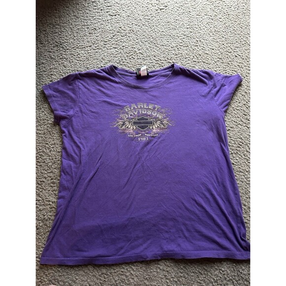 Harley Davidson Women’s Purple T Shirt Live To Ride Ride To Live Illinois XXL - Picture 1 of 6